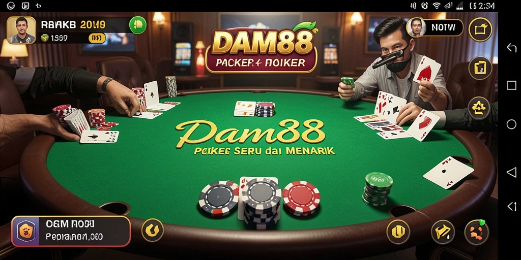Gameplay seru poker di DAM88 dengan interaksi pemain.