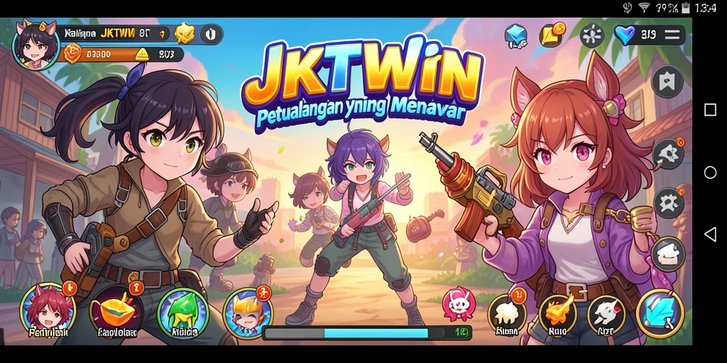 Tampilan gameplay menawan dalam dunia anime yang penuh petualangan.