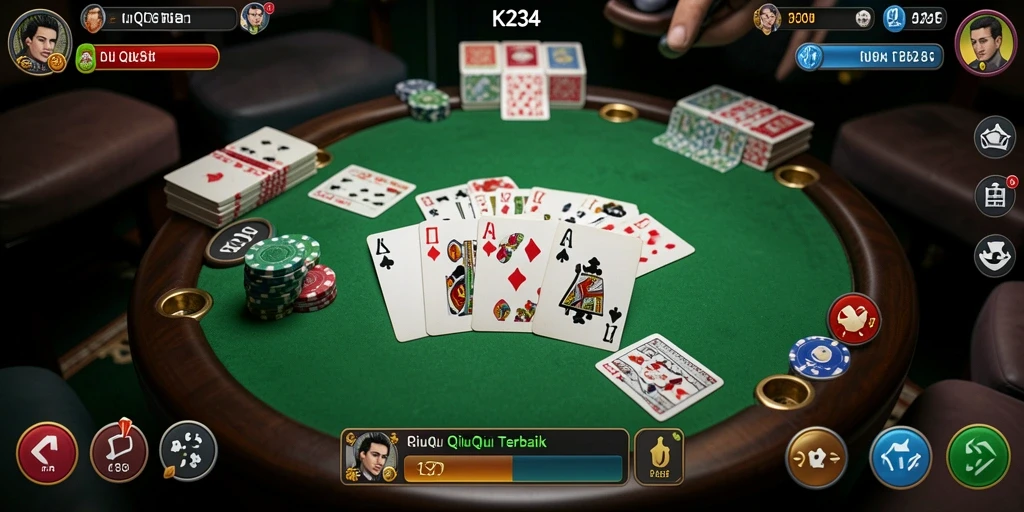Screenshot gameplay K234 yang menampilkan suasana permainan QiuQiu.