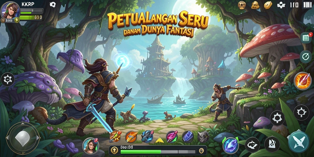 Tangkapan layar gameplay KKRP menampilkan karakter beraksi dalam pertarungan seru.