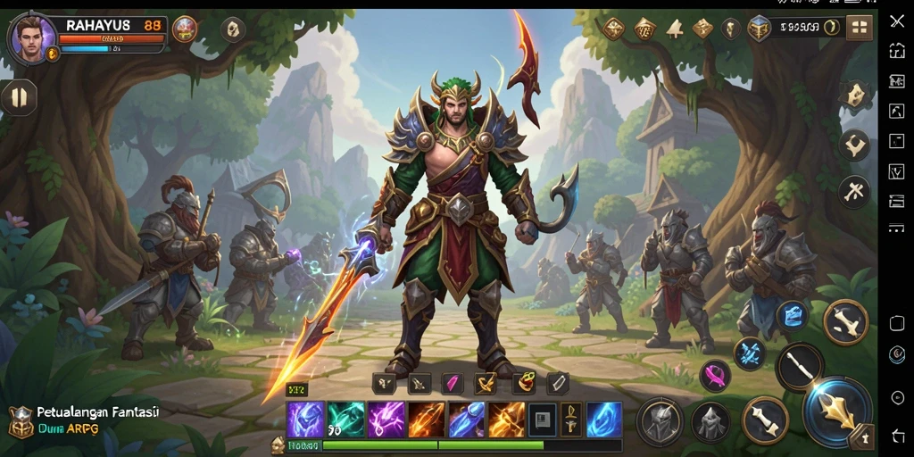 Tangkapan layar gameplay RAHAYU88 menampilkan pertarungan seru dan karakter yang mengesankan.