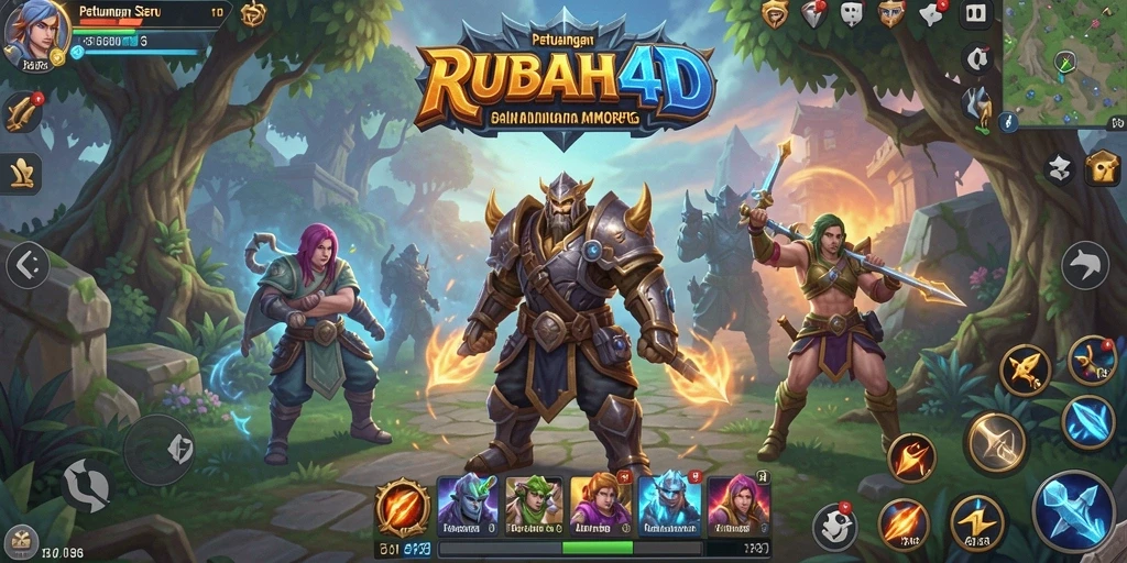 Screenshot gameplay RUBAH4D menampilkan pertarungan epik di dunia fantasi.