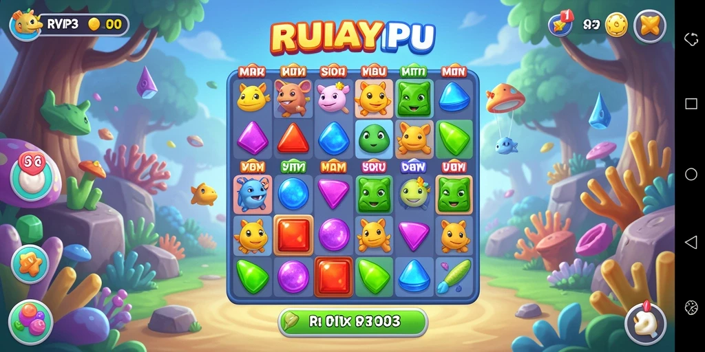 Screenshot utama menampilkan gameplay seru dalam RVIP3 Match-3.
