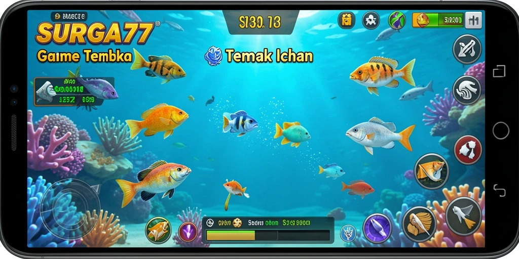 Screenshot SURGA77 menampilkan aksi seru dalam permainan Tembak Ikan.