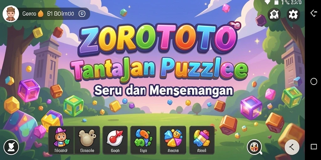 Screenshot gameplay ZOROTOTO menunjukkan tantangan puzzle yang menarik.